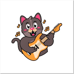 Rock Cat Playing Guitar Vintage Shirt, Retro Funny Guitar Cat T-Shirt, Cat Lovers, Rock Lovers Gift, Funny Gift, Rocker Oversized Shirt Posters and Art